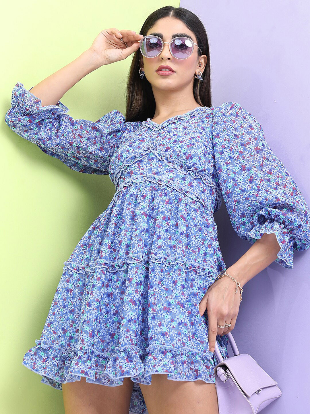Tokyo Talkies V-Neck Floral Mini Dress