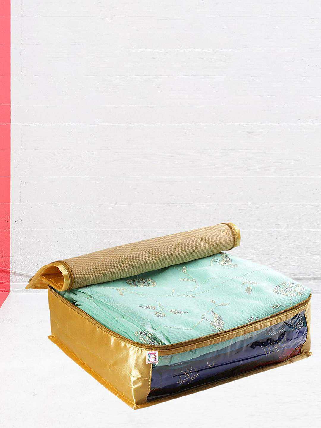 atorakushon 10 Pcs Mustard Yellow Textured Saree Wardrobe Organizers