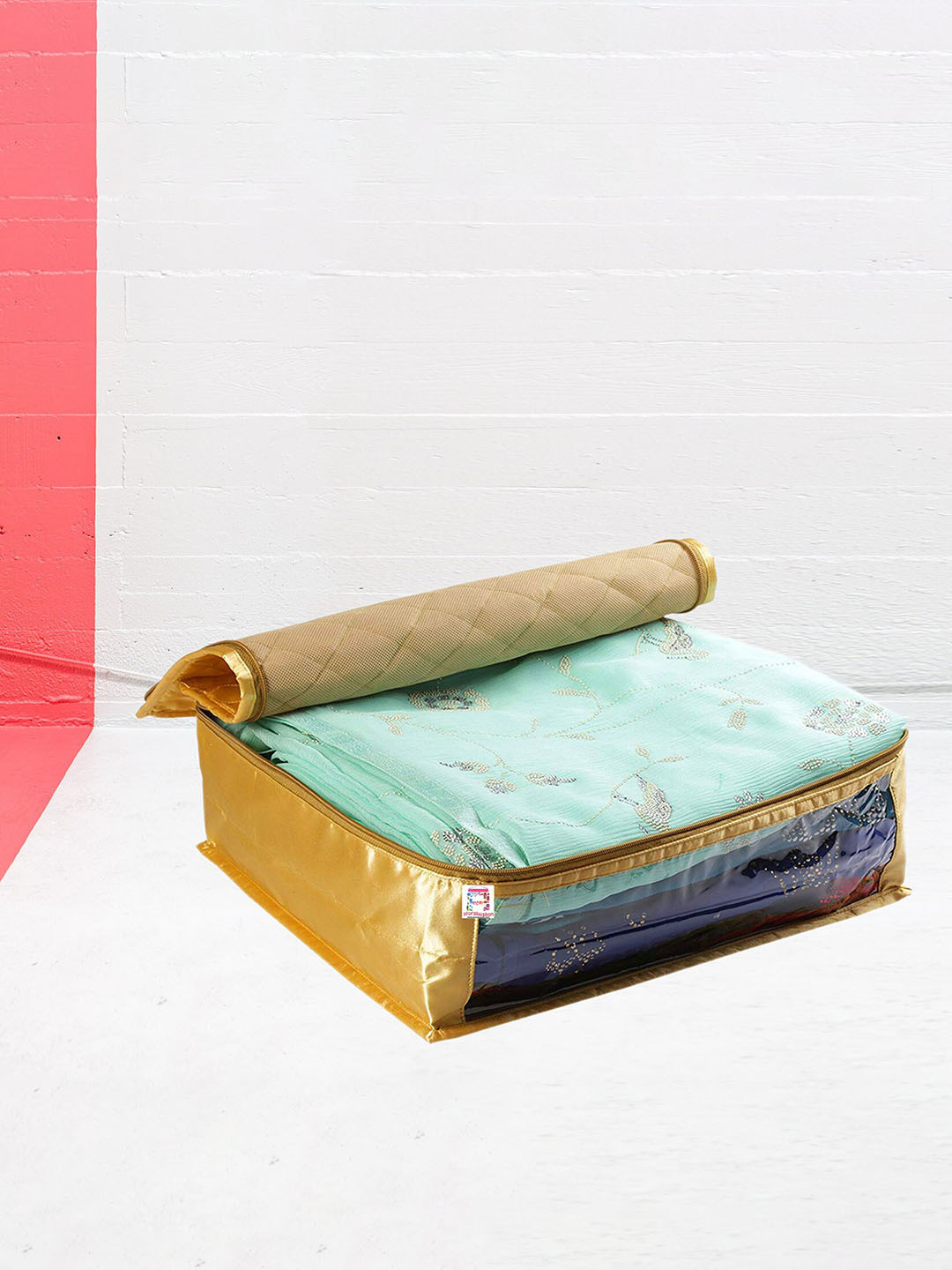 atorakushon 4 Pieces Mustard Yellow Saree Wardrobe Organizers