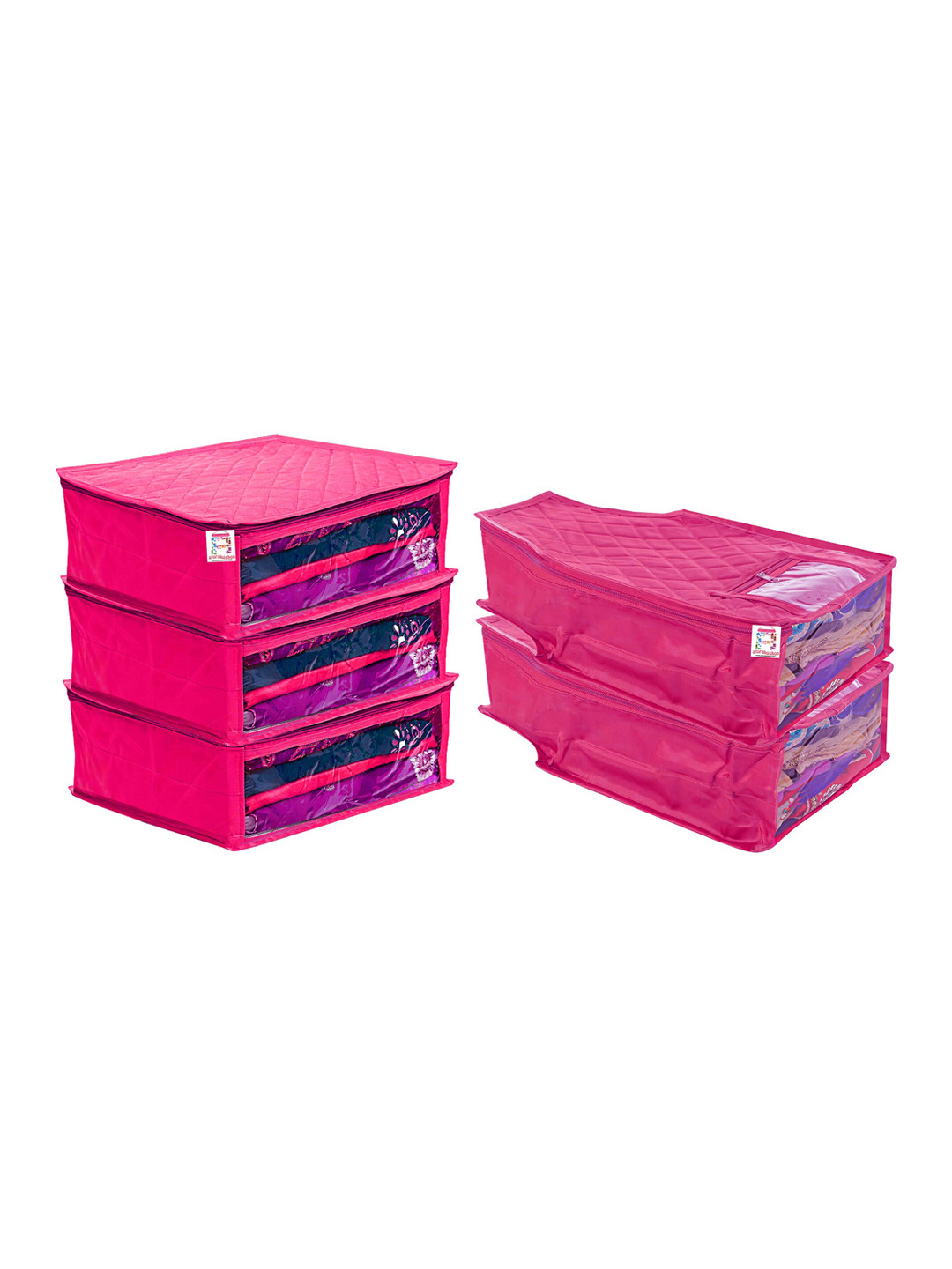 atorakushon 5 Pieces Pink Saree Storage Organisers