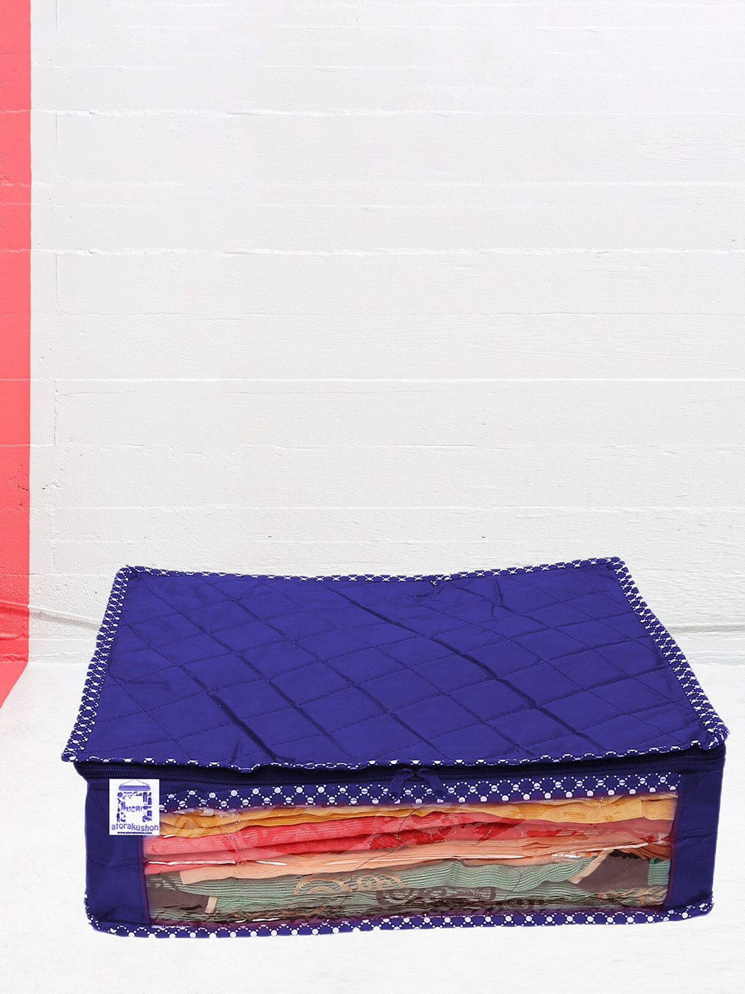 atorakushon 10 Pieces Blue Self Design Saree & Blouse Wardrobe Organizers