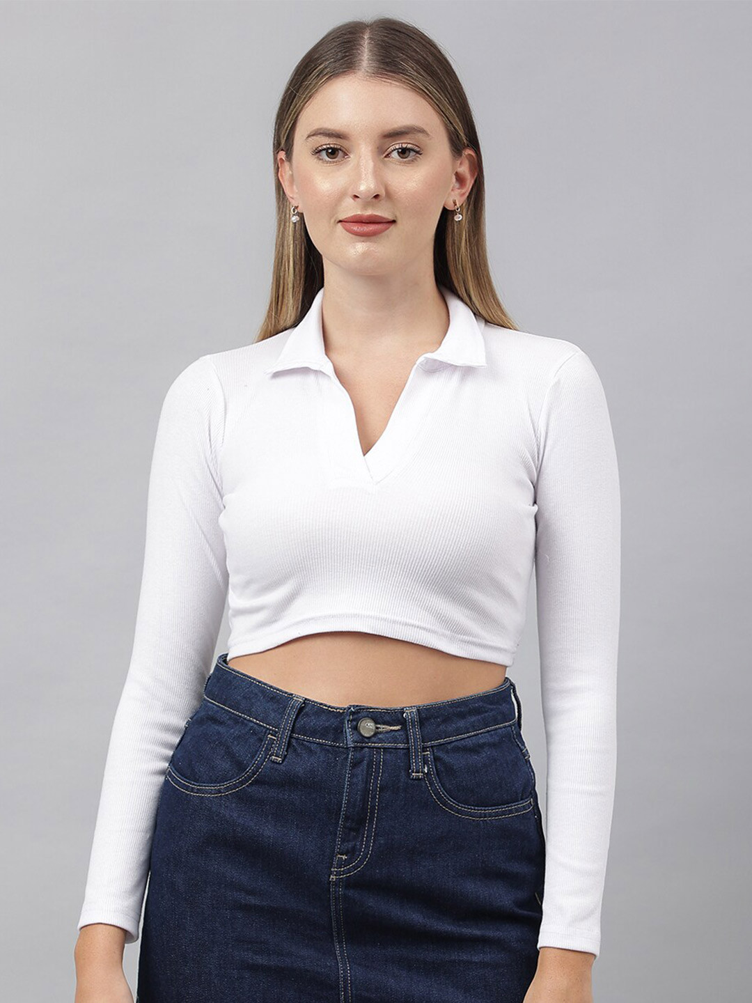 COLOR CAPITAL Shirt Style Crop Top
