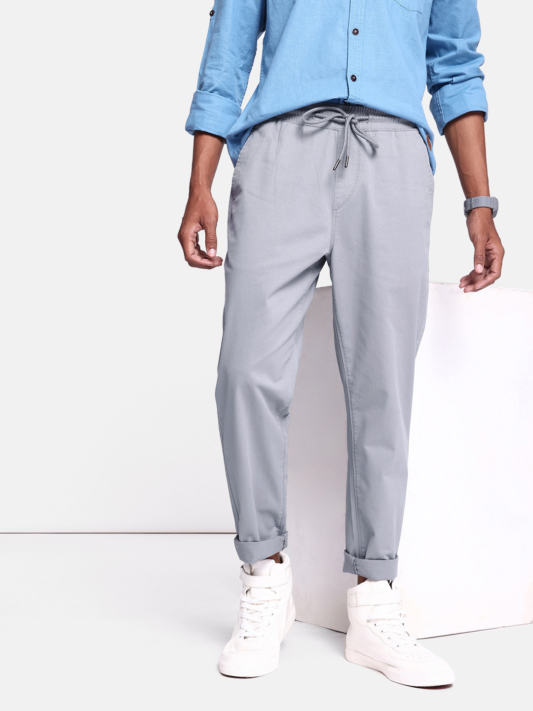 The Roadster Lifestyle Co. Men Ash Grey Nostalgic Back To School Work To Lounge Trousers