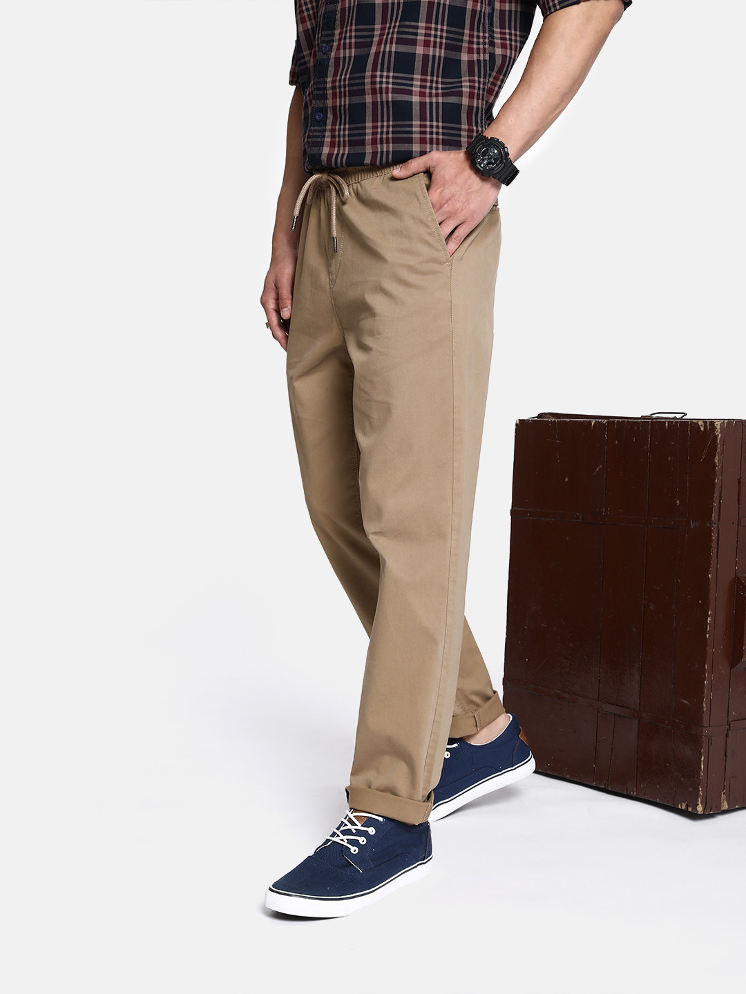 The Roadster Lifestyle Co. Men Tan MCW Nostalgic Back to School Work To Lounge Trousers