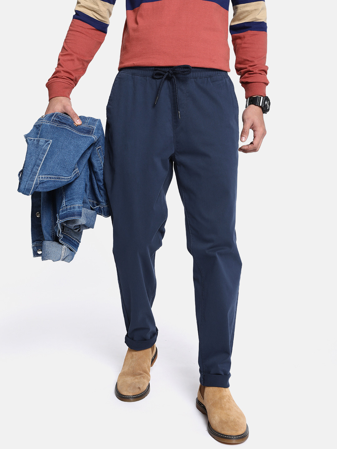 The Roadster Lifestyle Co. Men Blue MCW Nostalgic Back to School Work To Lounge Trousers