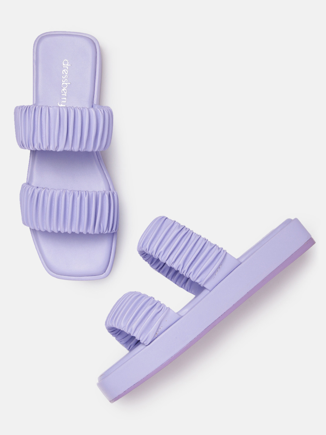 DressBerry Women Pleated Detail Open Toe Flats