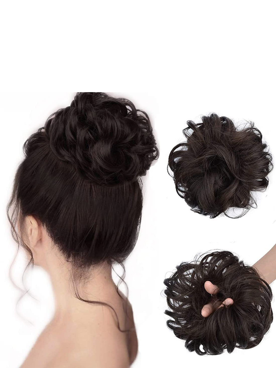 CHRONEX Synthetic Nylon Messy Bun Hair Extension Scrunchie - Natural Brown