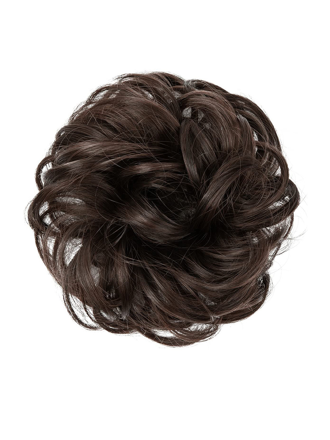 Chronex  Synthetic Nylon Wavy Curly Messy Bun Juda Hair Scrunchies - Natural Brown
