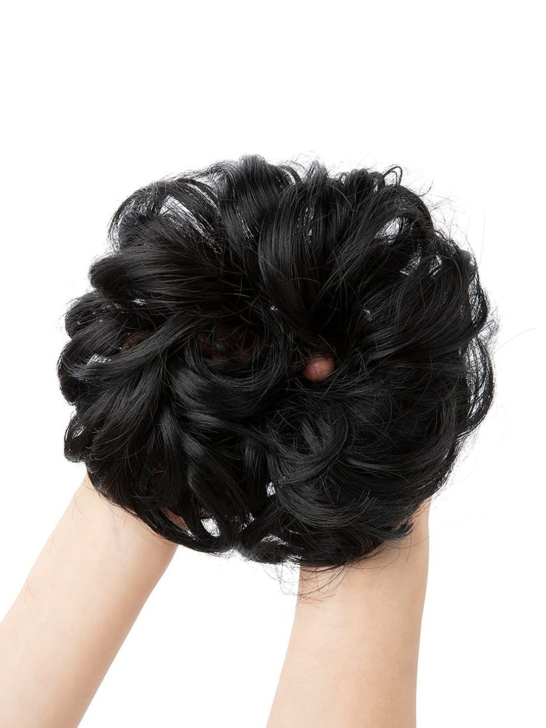 CHRONEX Synthetic Ruffles Nylon Messy Bun Hair Extension - Natural Black