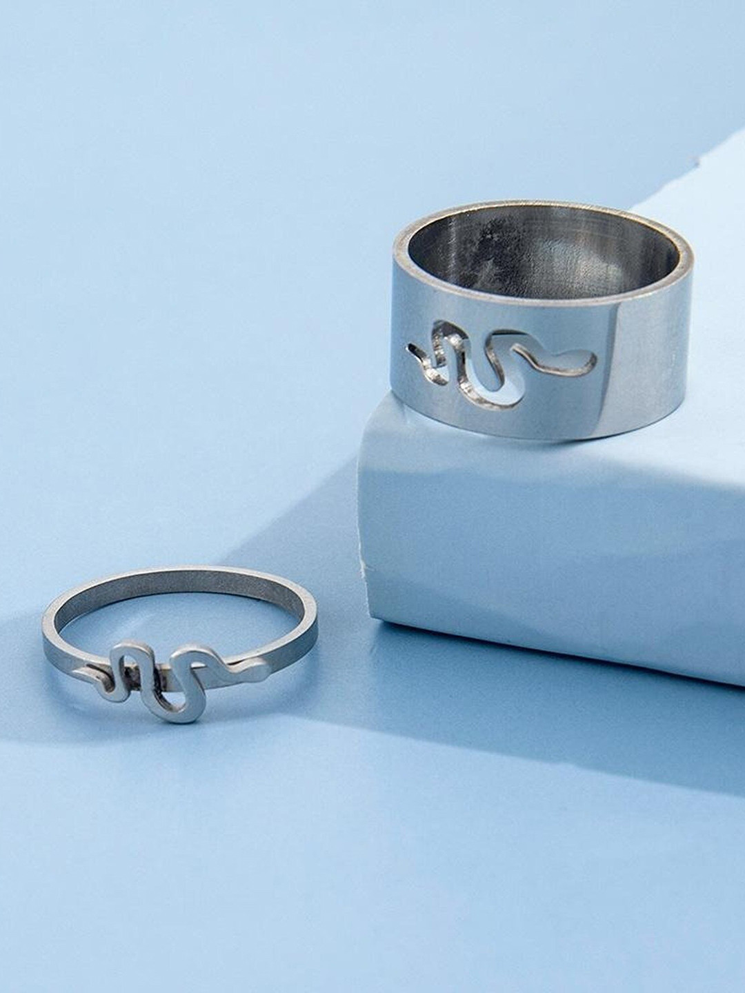 Pinapes Silver-Plated With Snake-Charm Oxidised Finger Ring