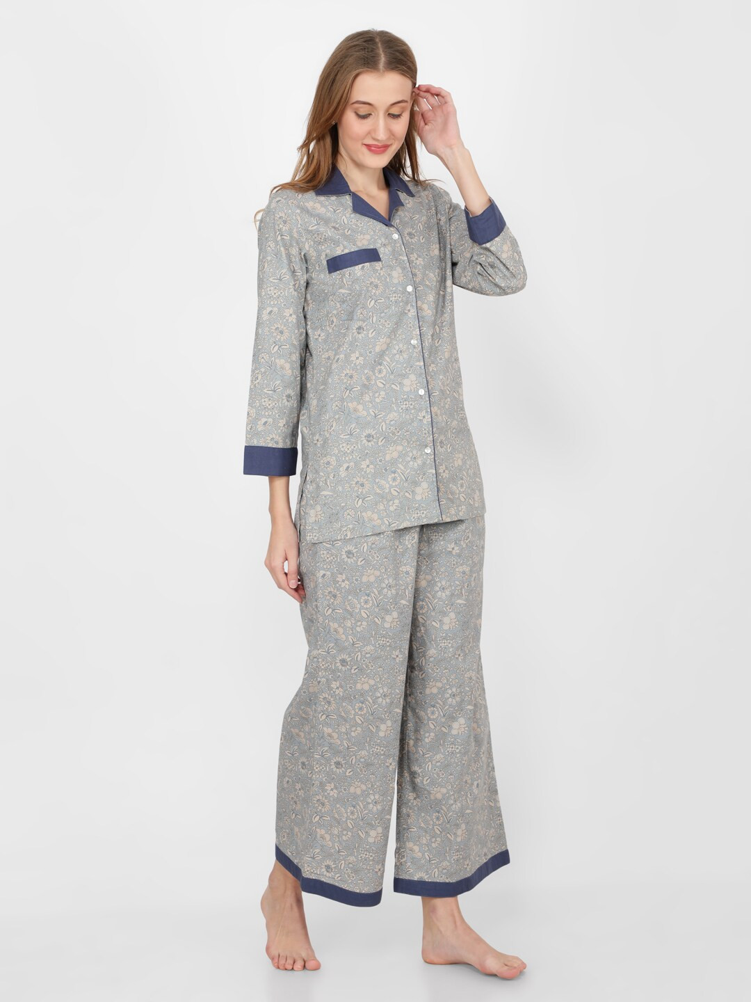 NAVIYATA Women Printed Night Cotton Suit