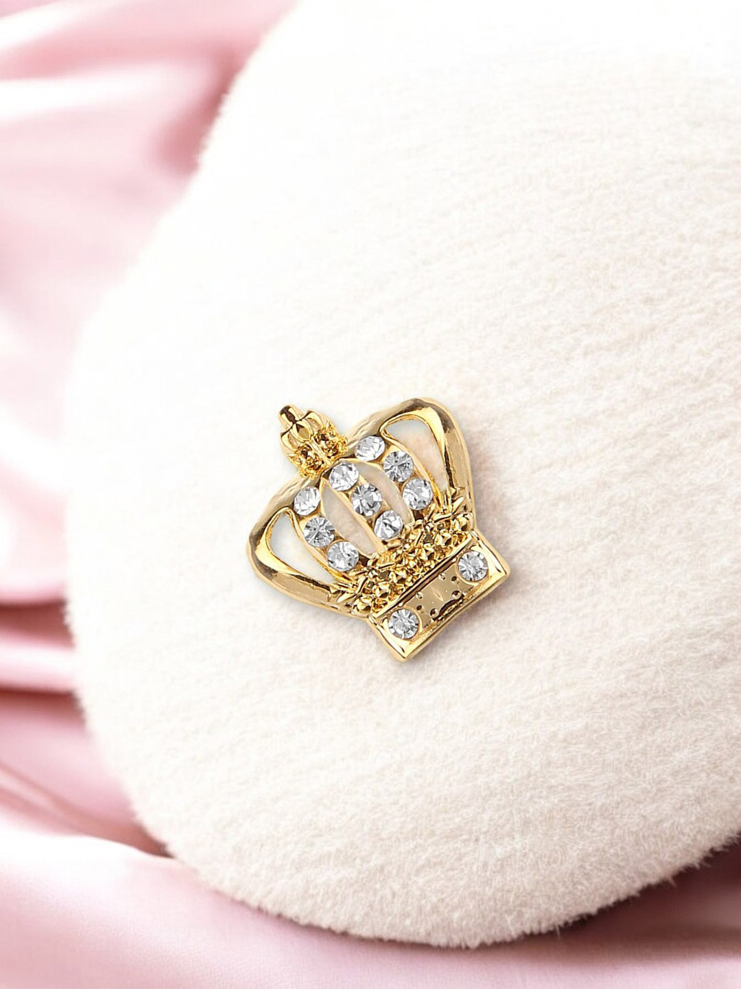 Mahi Alloy Studded Crown-Charm Brooch