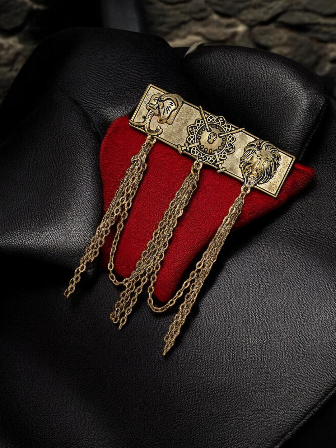 Mahi Men Multi-Layer Hanging Chain Brooch