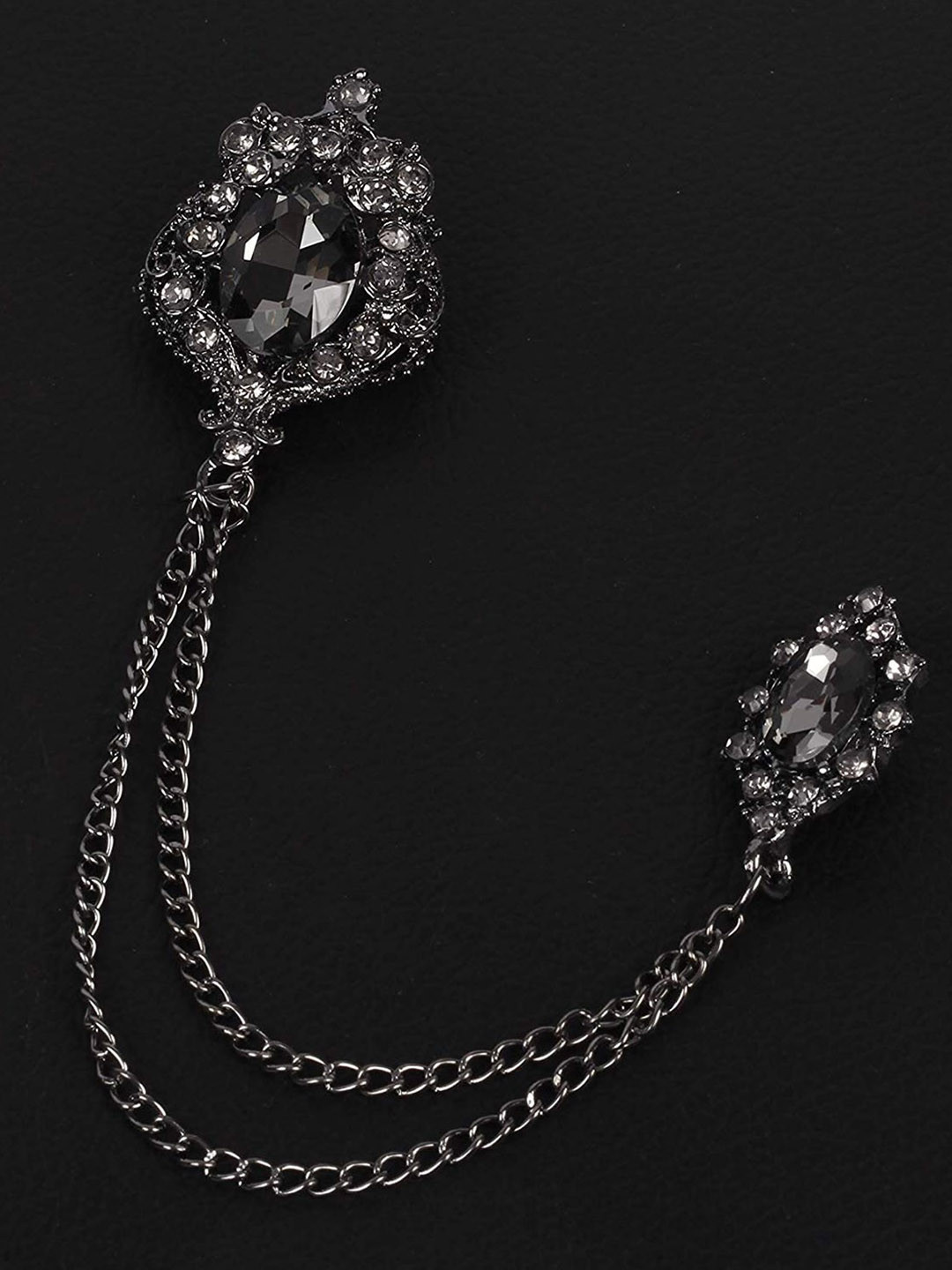 Mahi Men Studded Double Chain Brooch
