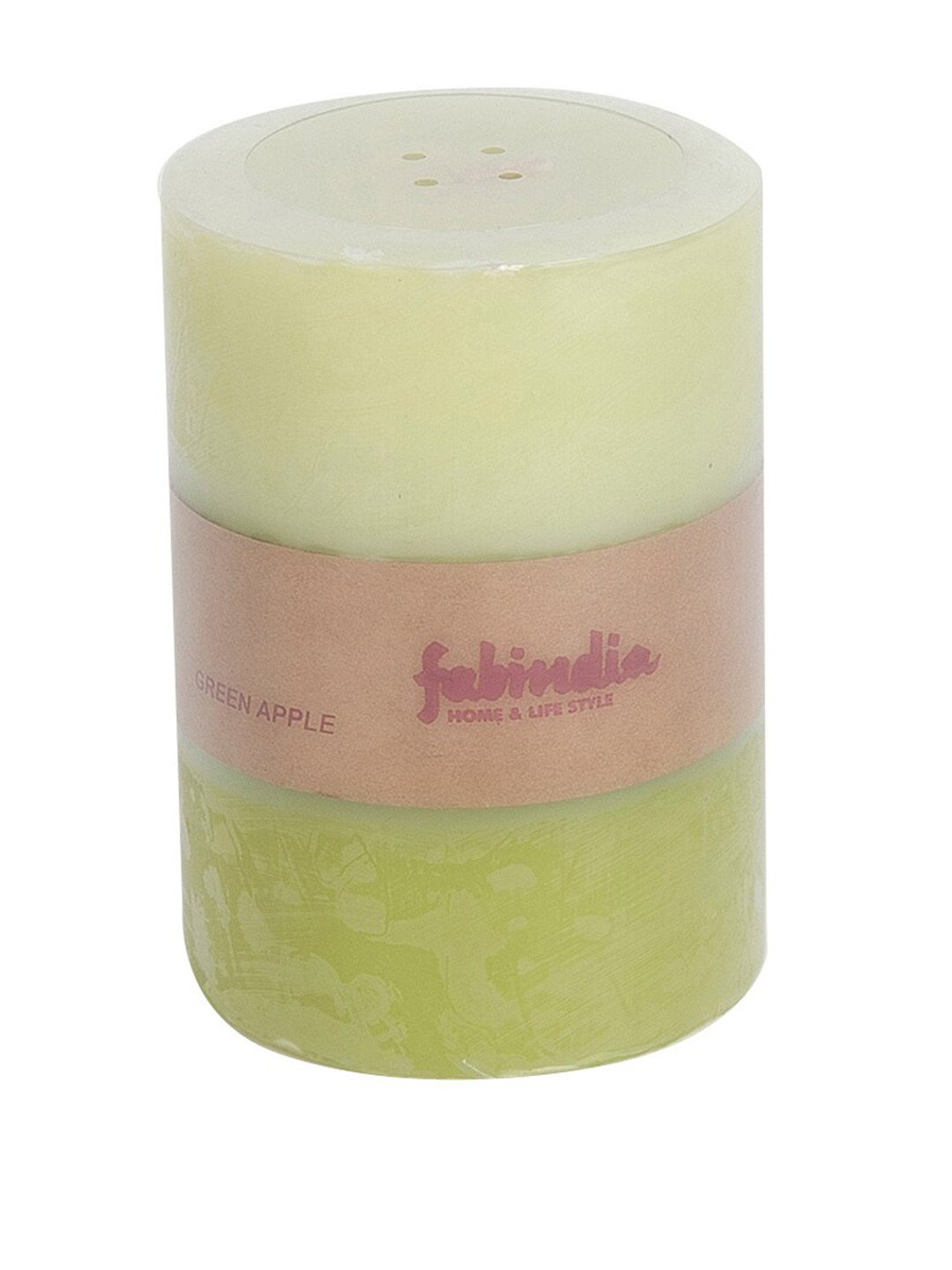Fabindia Scented 1 Wick Green Apple Solid Geometric Regular Pillar Candles