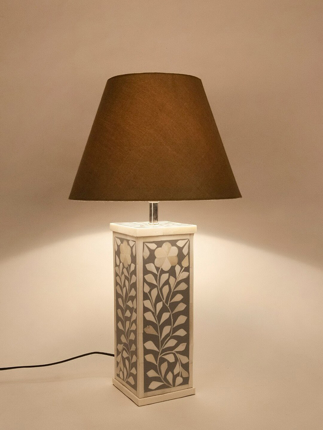 Fabindia Anika Grey & Cream Printed Table Lamp
