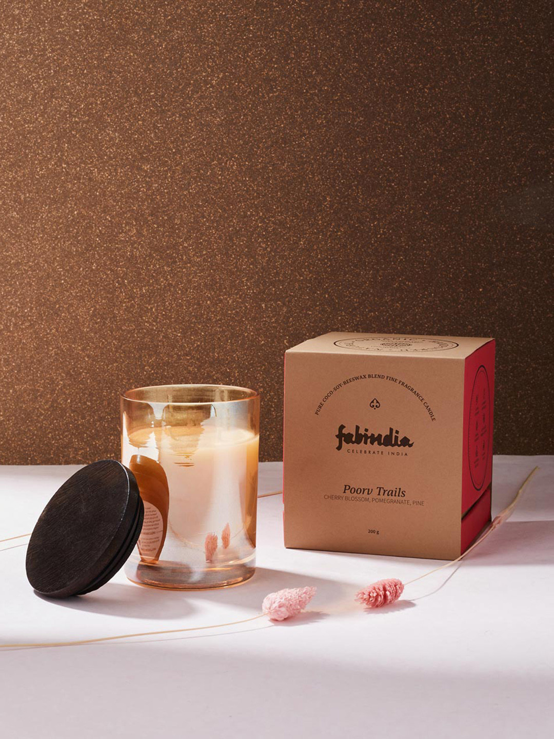 Fabindia Adhrit Poorv Trails - Cherry Blossom, Pomegranate and Pine Solid Jar Candles