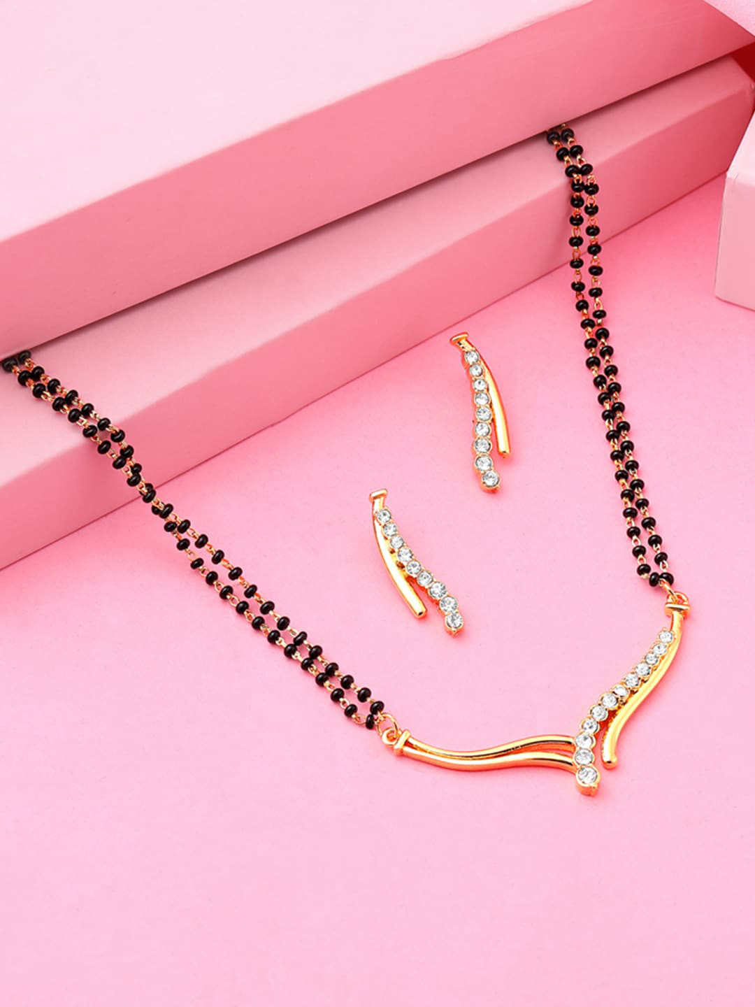 Estele Gold Plated Twine Braid Mangalsutra Jewellery Set