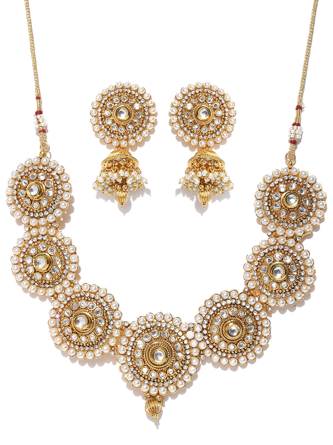 Buy Zobby Off-White Gold-Plated Handcrafted Stone-Studded