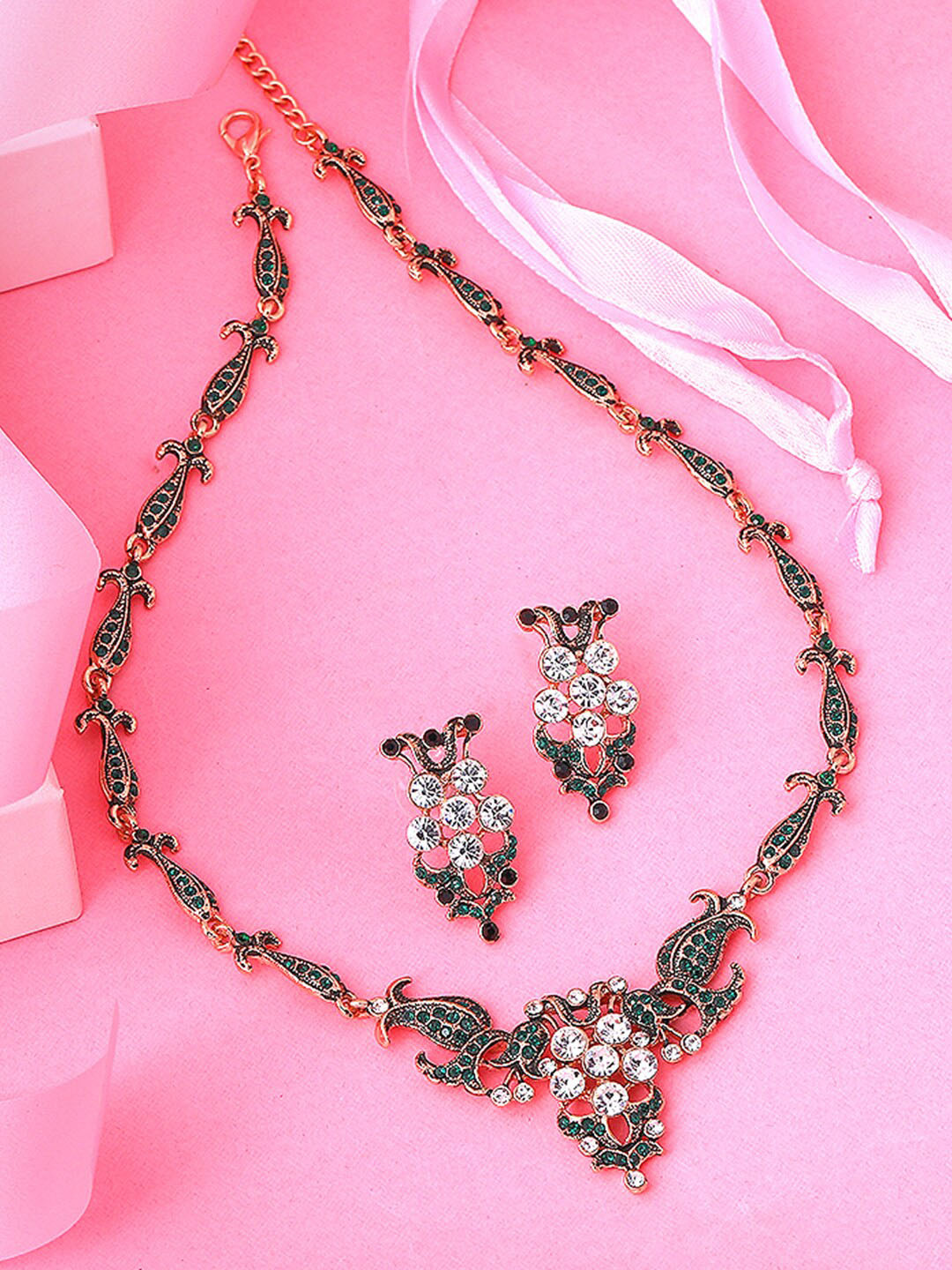 Estele Gold Plated Crystal Detail Blaze Designer Jewellery Set