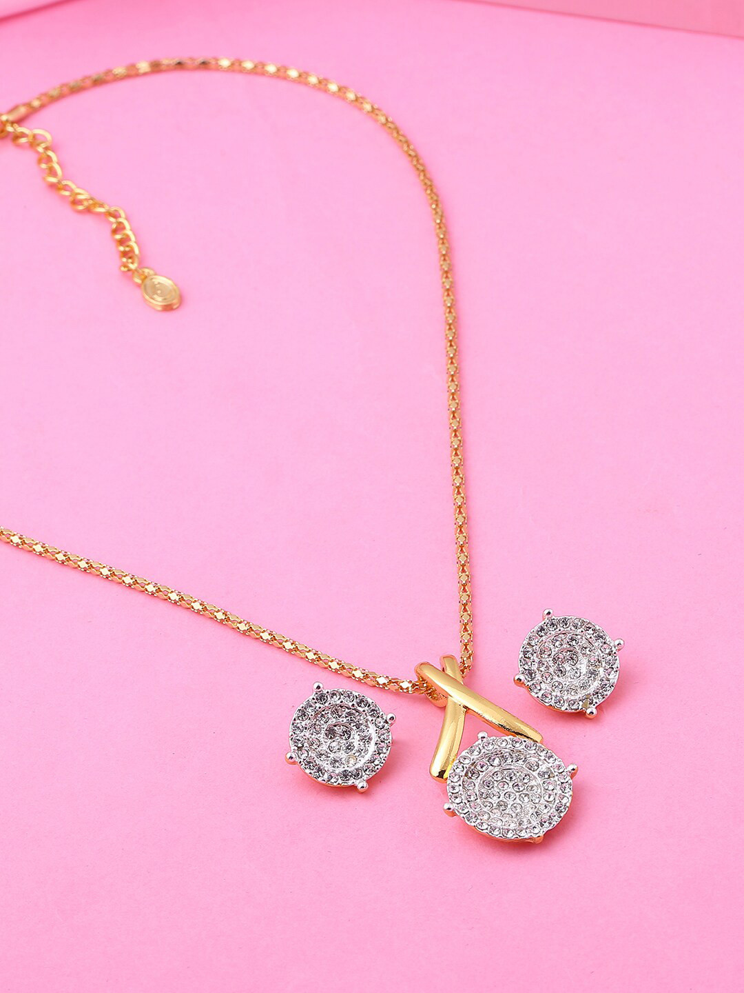 Estele Gold & Rhodium Plated Stunning with Crystals Jewellery Set