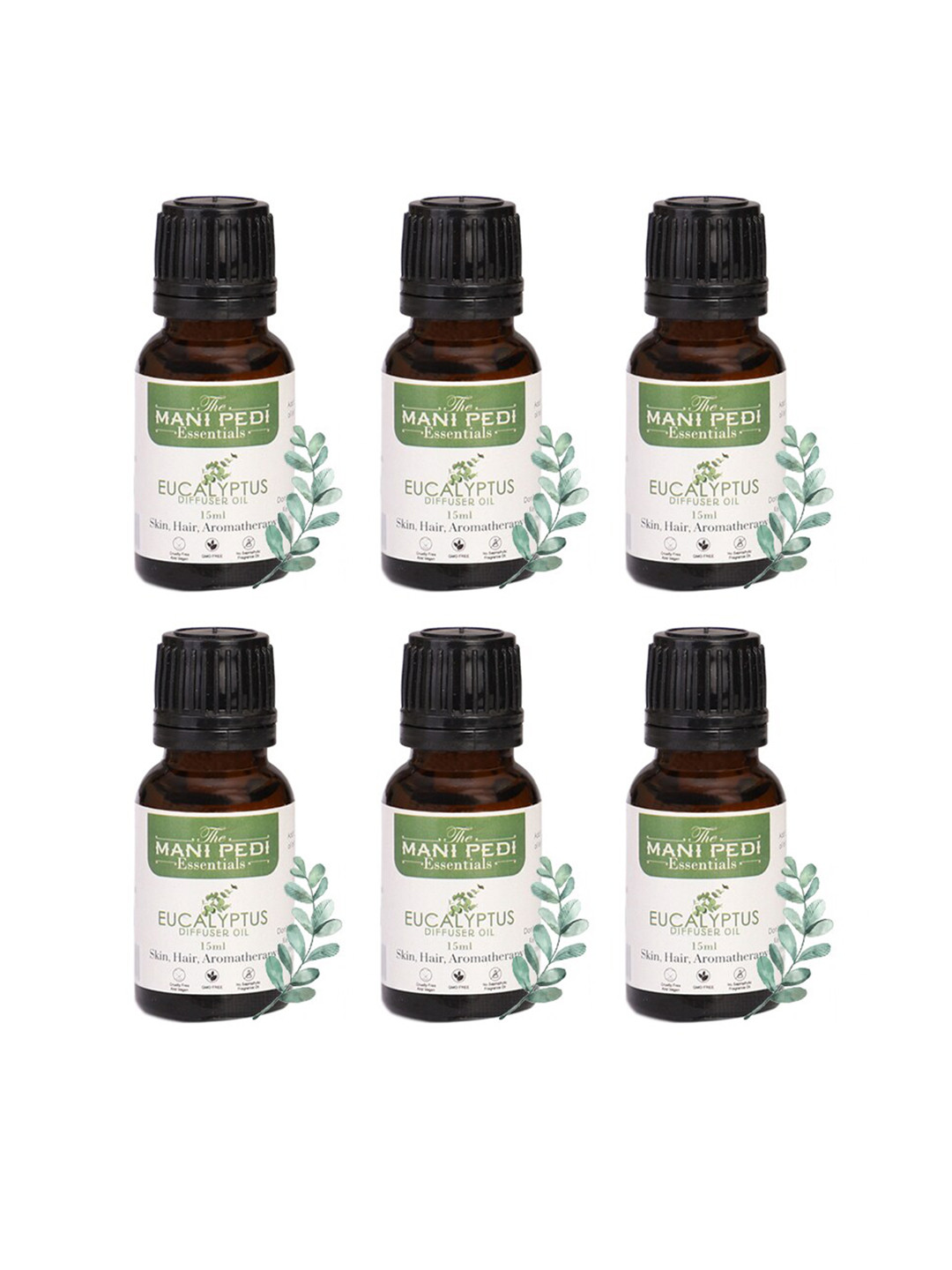 The Mani Pedi Essentials 6-Pcs Eucalyptus Diffuser Fragrance Aroma Oil
