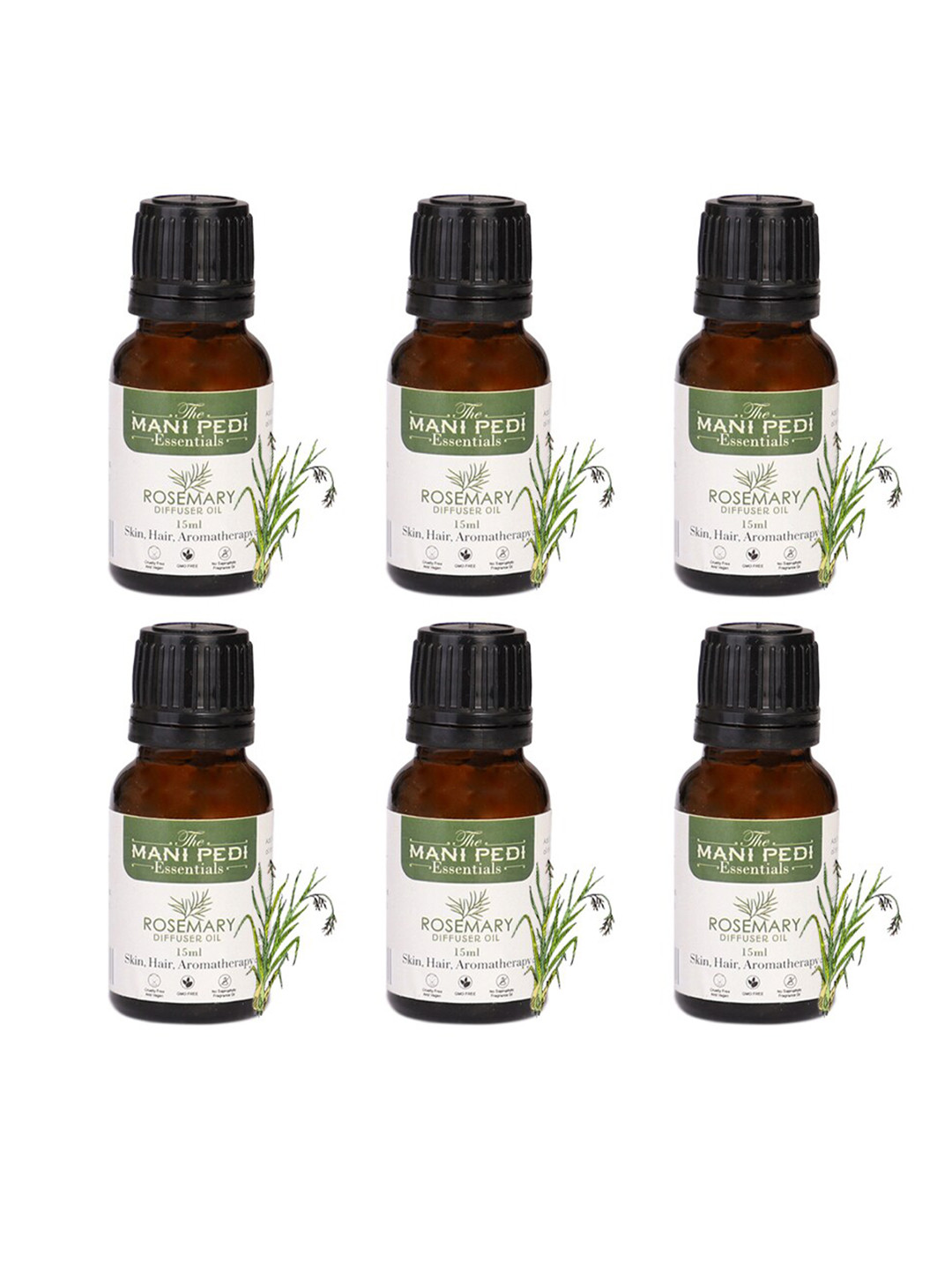 The Mani Pedi Essentials 6-Pcs Rosemary Diffuser Fragrance Aroma Oil