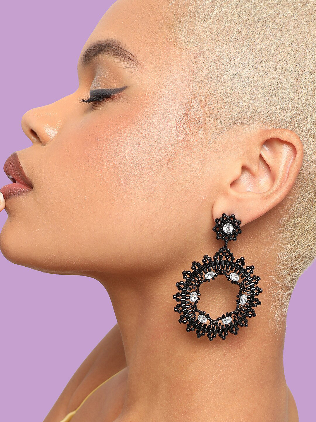 SOHI Contemporary Stone Drop Earrings