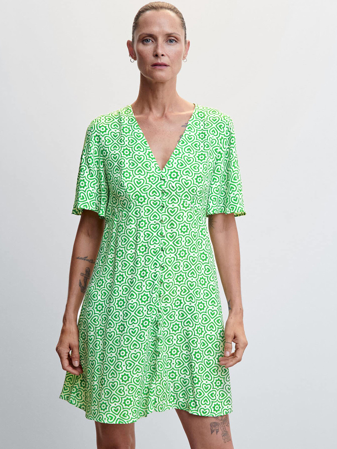 MANGO Conversational Print A-Line Mini Dress