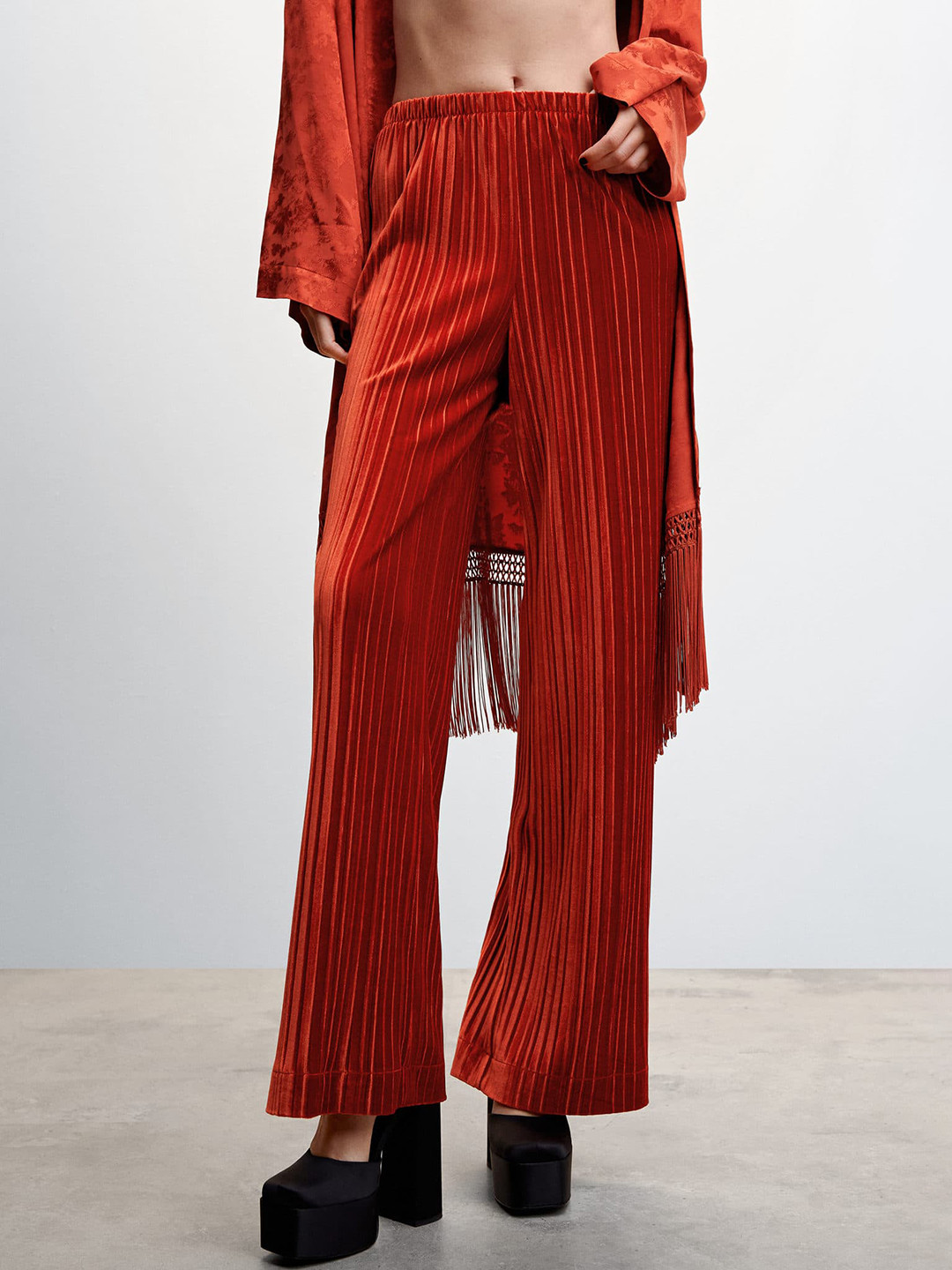 MANGO Women Pleated Trousers