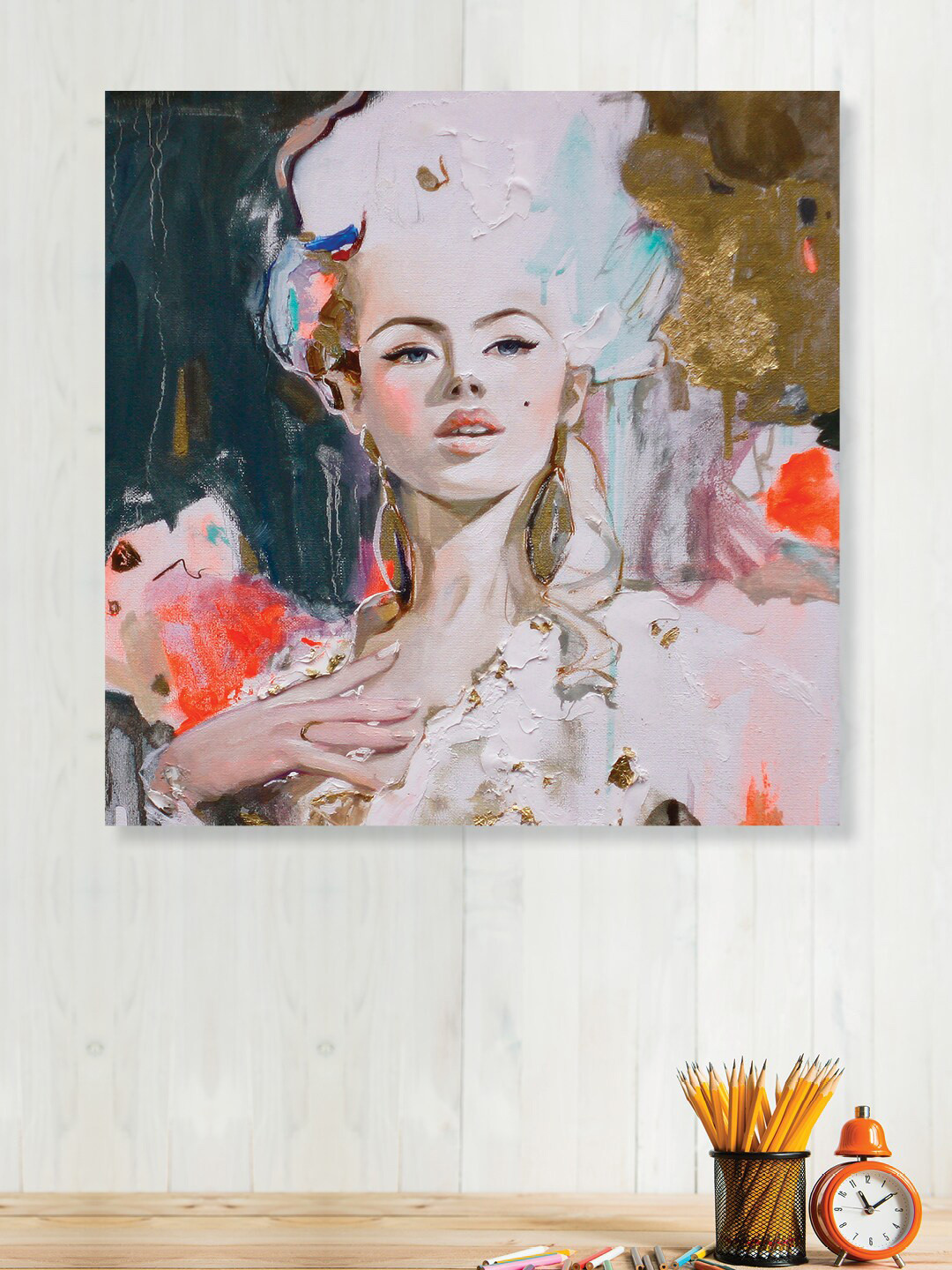 RANDOM Beautiful Women Canvas Wall Square Paintings Wall Art - 24 x 24In