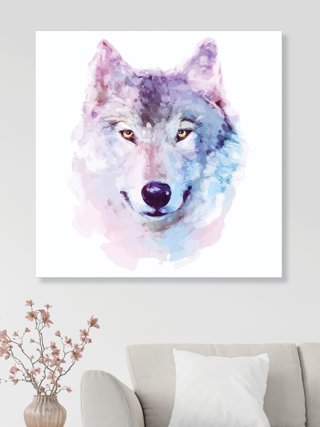 RANDOM White and Purple Wolf Animated Painting Canvas Wall Art