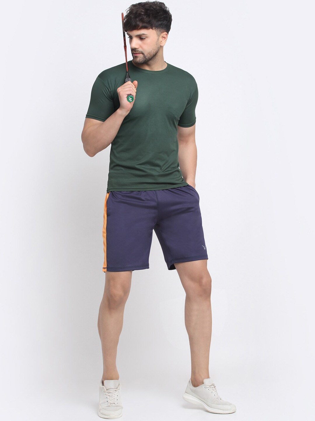 Invincible Men Navy and Orange Training Shorts