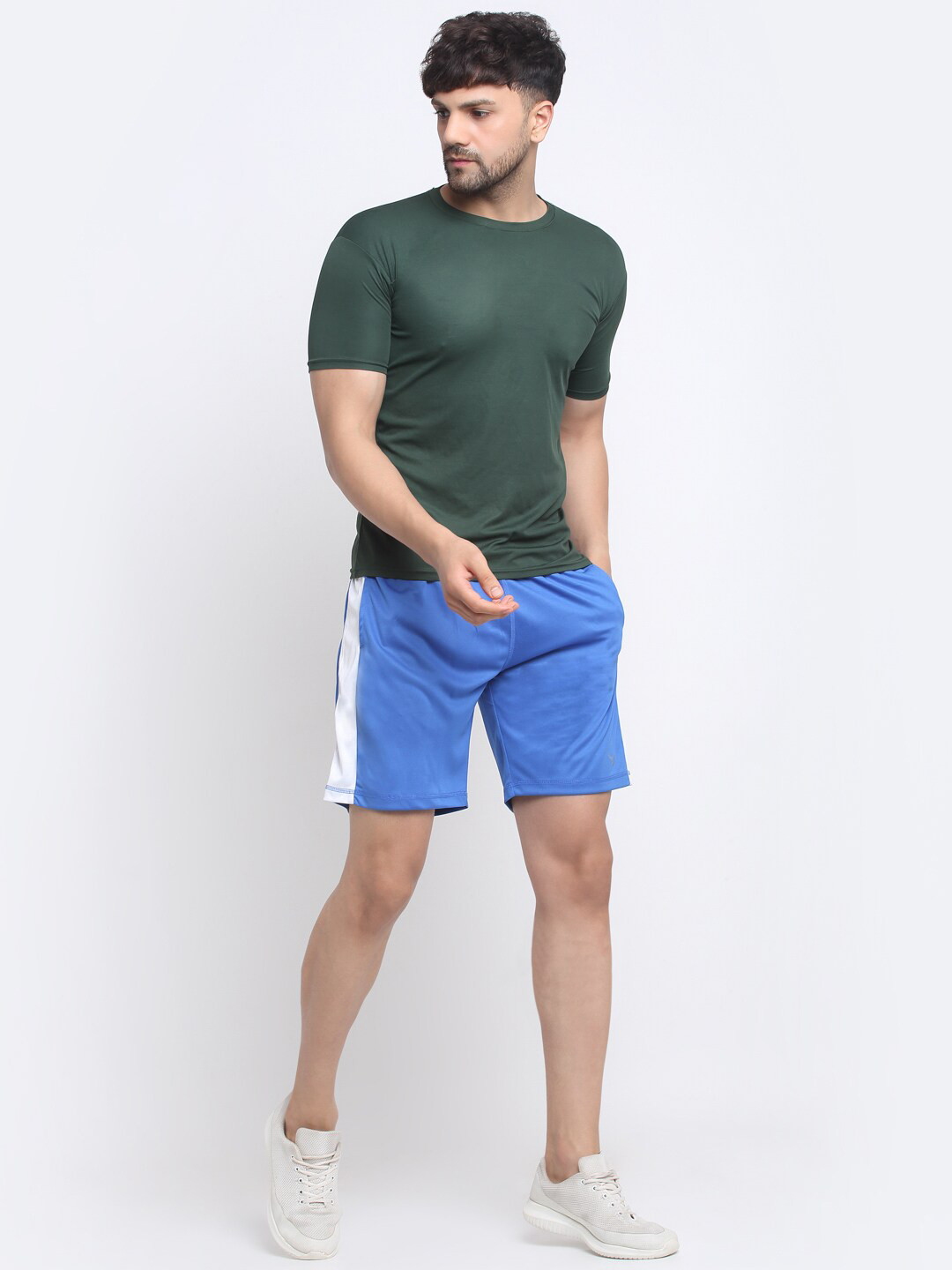 Invincible Men Blue and White Training Shorts