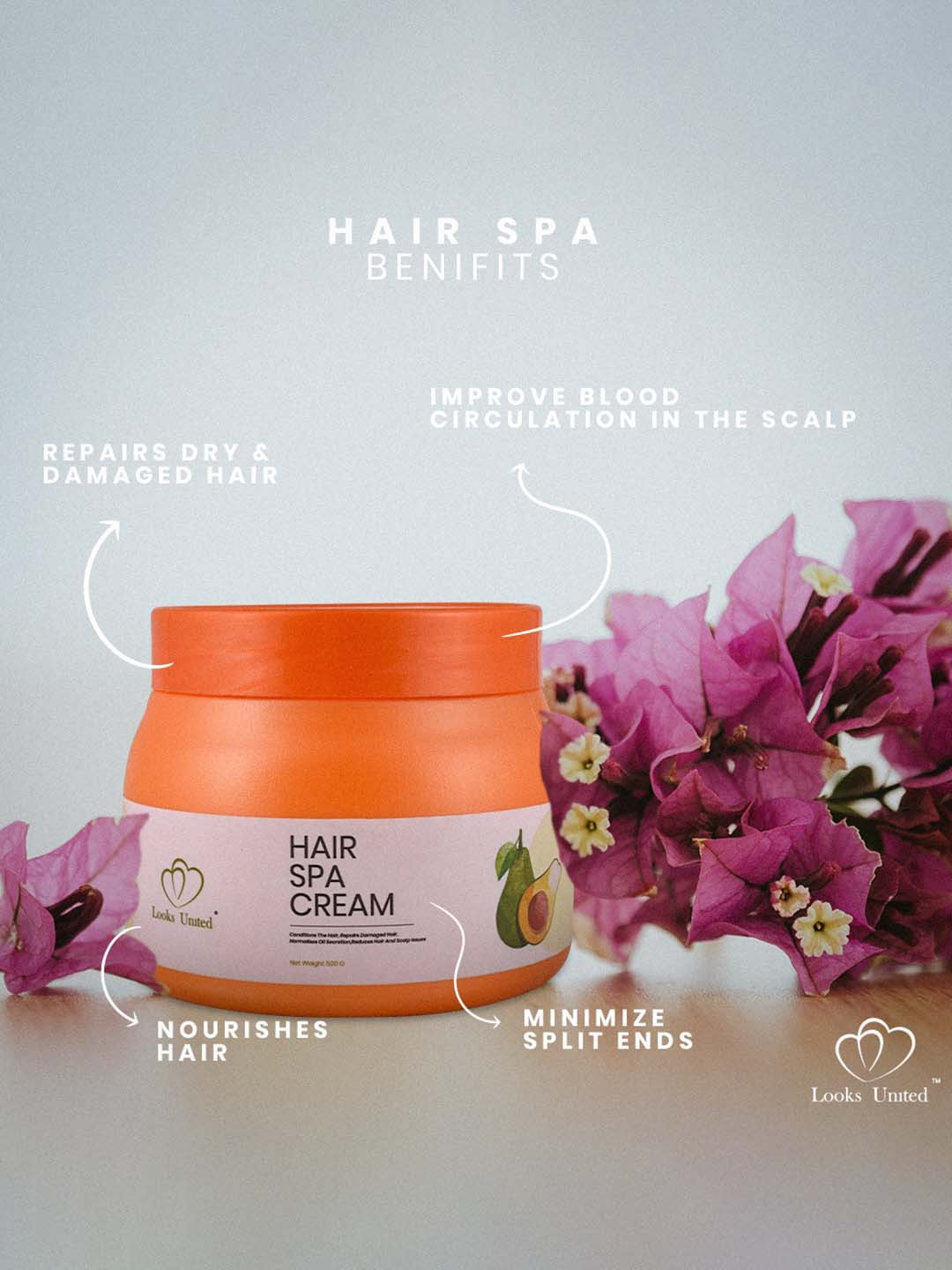 Looks United Pack Of 2 Hair Spa Cream-500 gm With Anti-Ageing Cream-50 gm