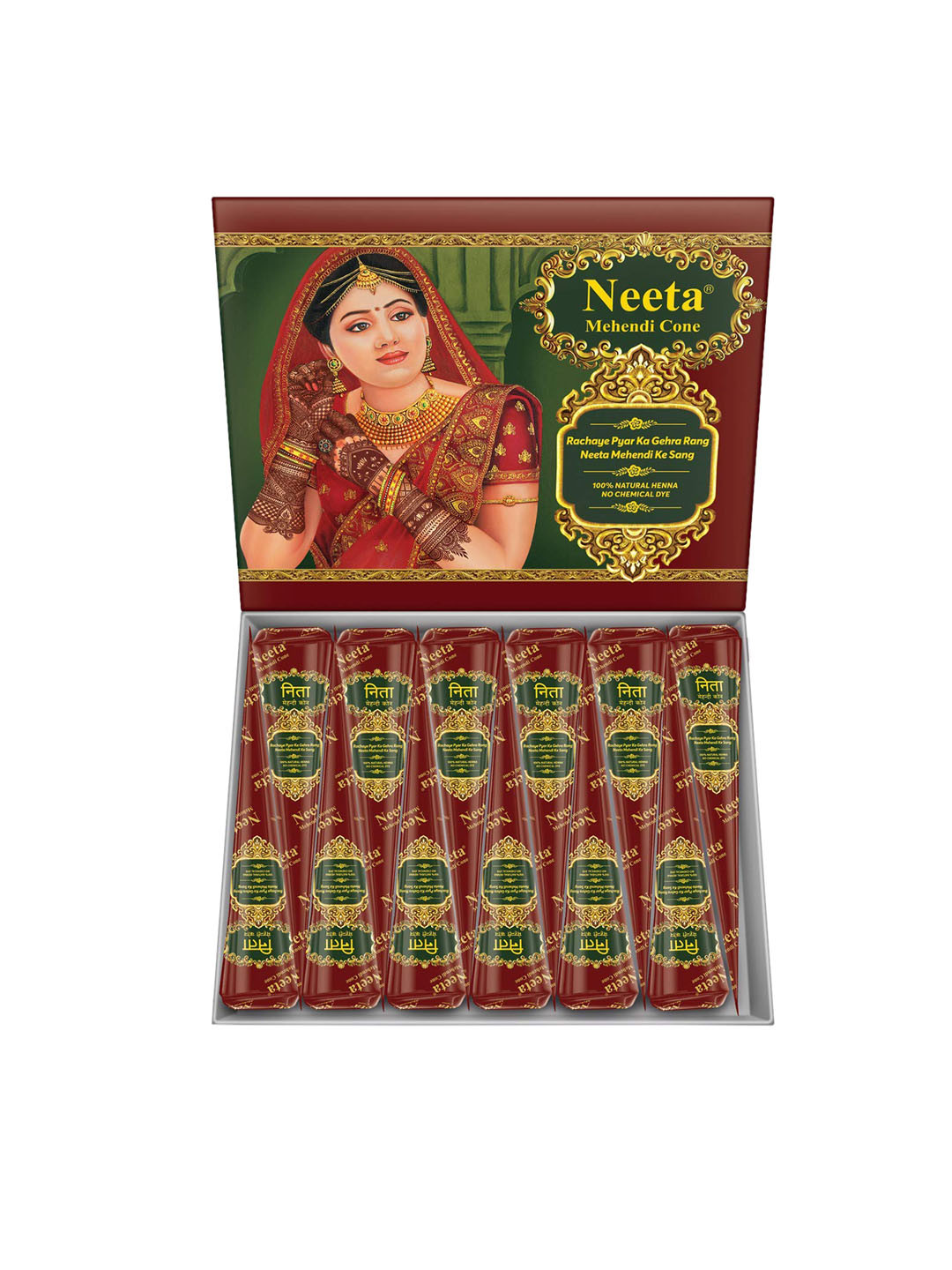 Neeta Mehendi Cone Set Of 12 Henna Temporary Tettoo Mehendi