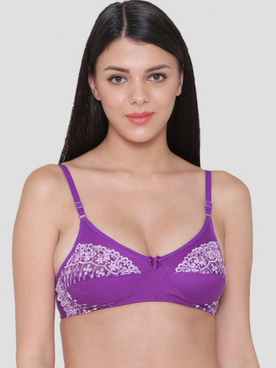 N-Gal Non-Padded Non-Wired Anti-Odour Floral Lace Bra NTBR05-Purple