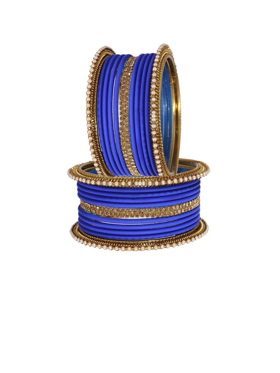 NMII 24 Pieces Studded & Beaded Meenakari Bangles