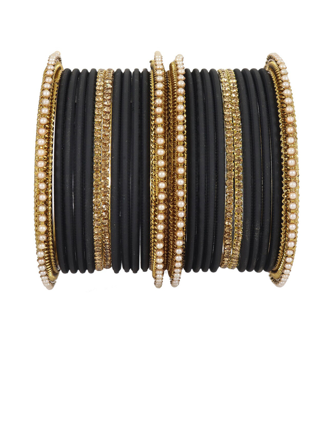 NMII 26 Pcs Pearl-Studded & Beaded Meenakari Bangles