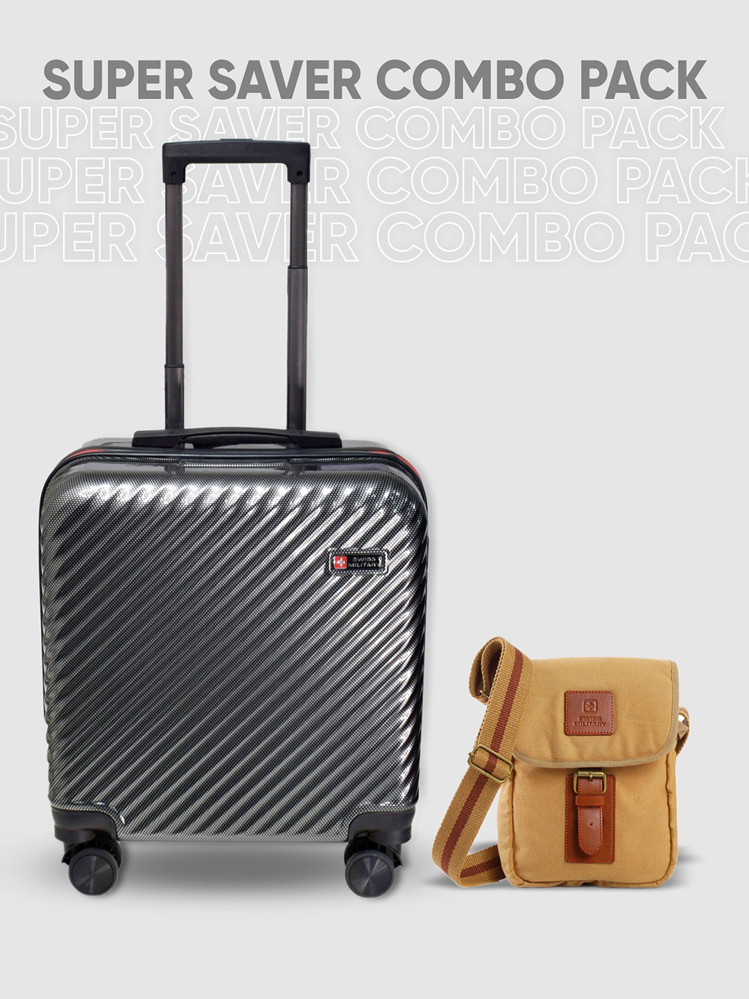 SWISS MILITARY Textured Hard-Sided Overnighter Overnighter Trolley Bag & Sling Bag