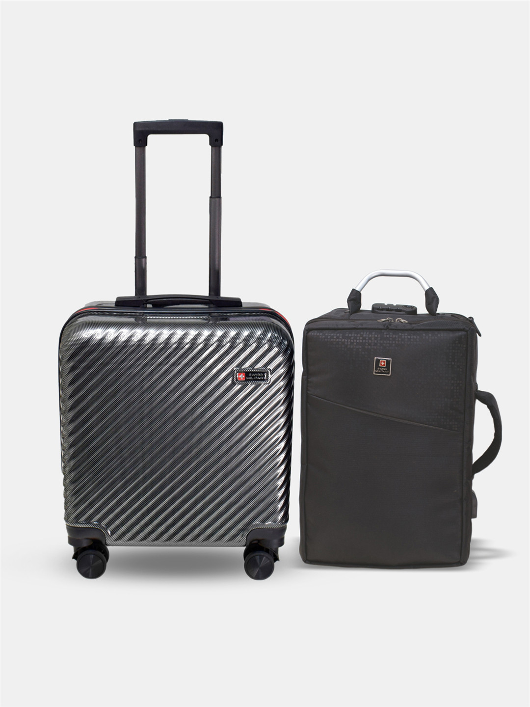 SWISS MILITARY Textured Hard-Sided Overnighter Overnighter Trolley Bag & Laptop Backpack