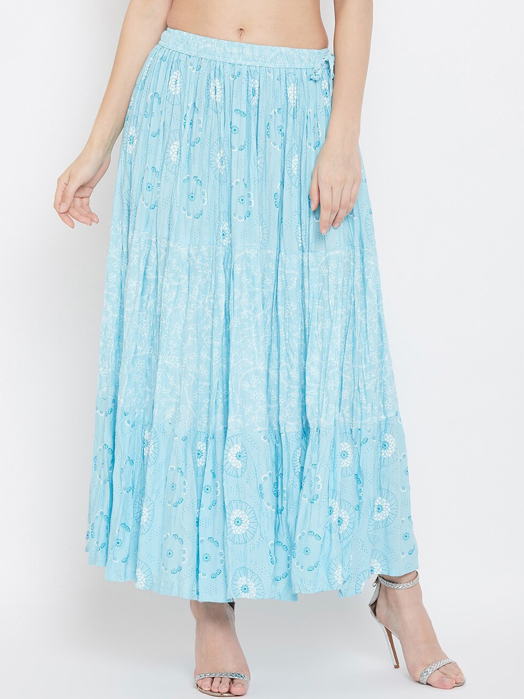 Clora Creation Printed Flared Maxi Skirt