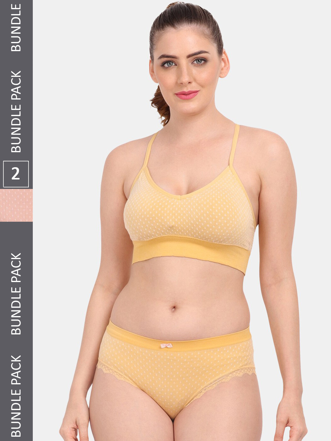 Amour Secret Women Pack of 2 Printed Lingerie Set S3643_Pch_Ylw