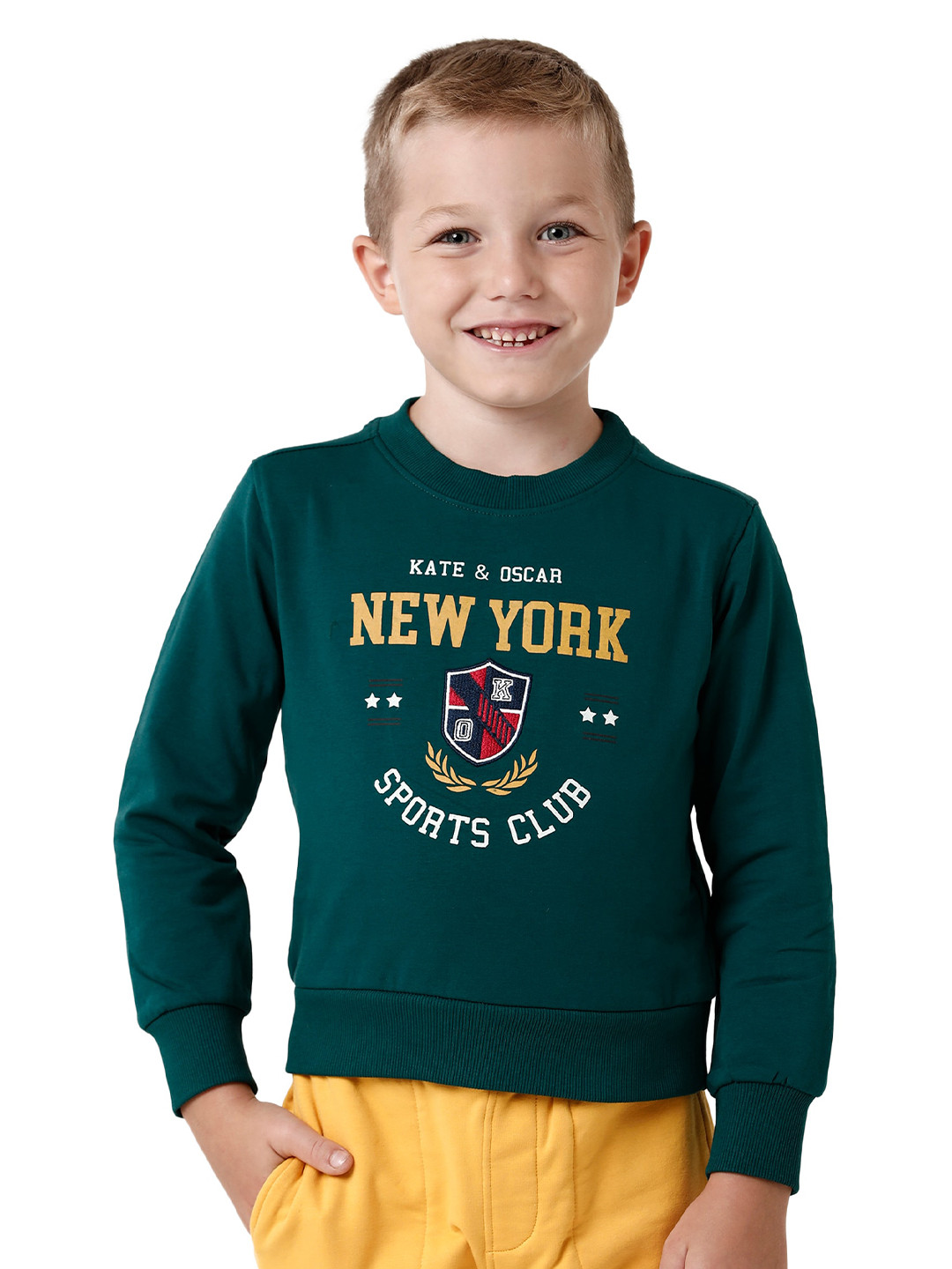 KATE & OSCAR Boys Printed Cotton Pullover Sweatshirt