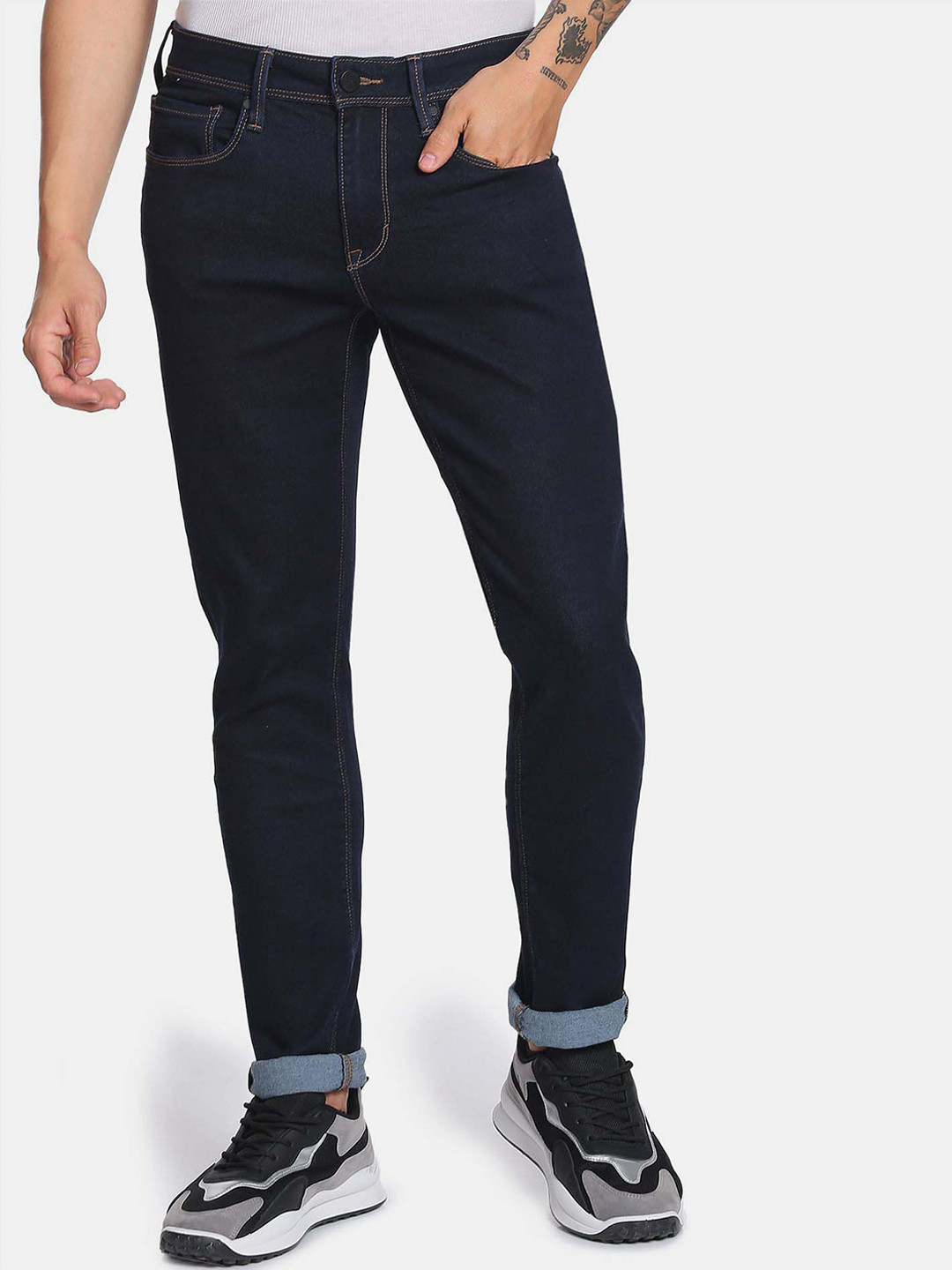 Flying Machine Low Rise Dark Wash Luxe Jeans