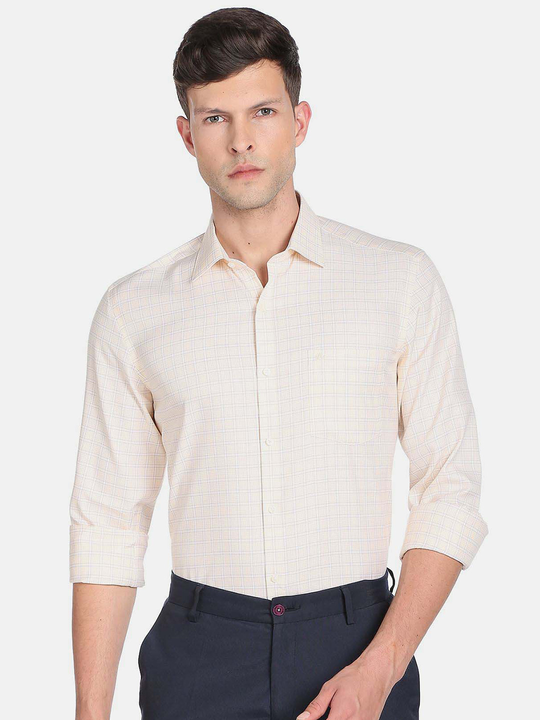 Arrow Men Auto Press Outline Checked Formal Shirt