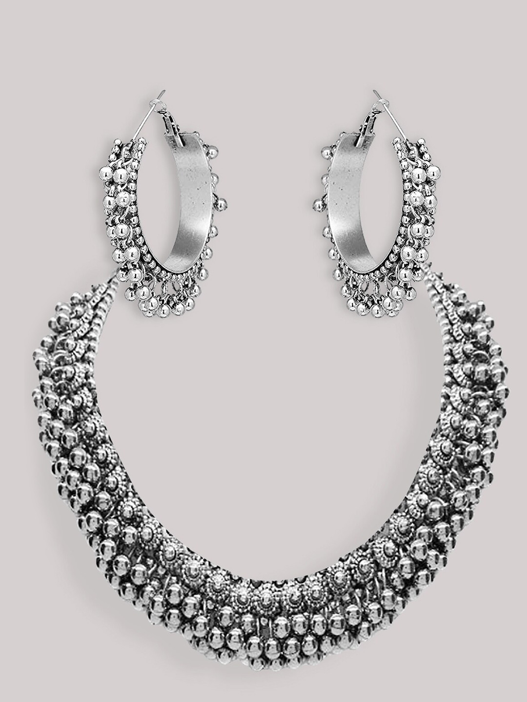 PRIVIU Oxidised Silver-Plated Choker Jewellery Set