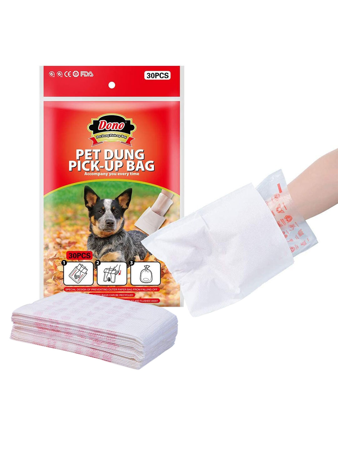 Emily pets White 30 Pieces Flushable Pet Wipe Bags