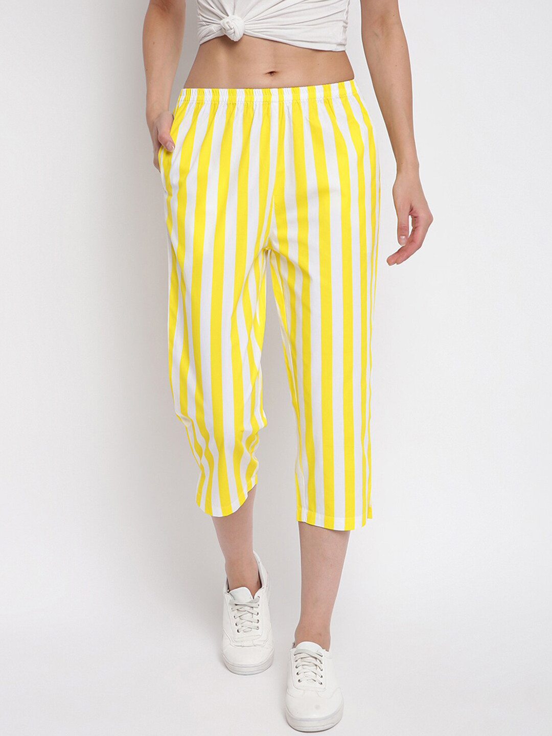 A.T.U.N. Women Striped Cotton Capris