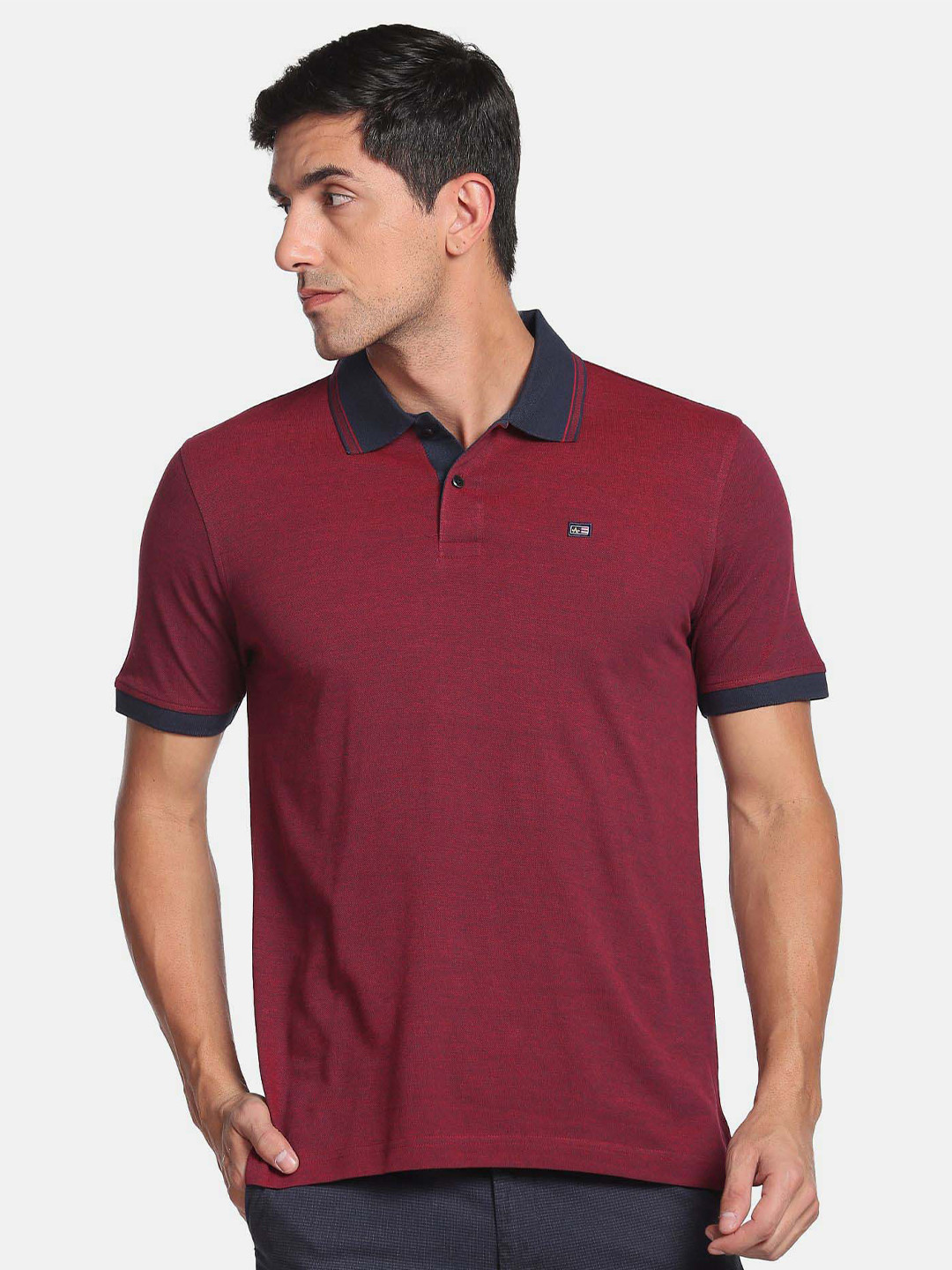 Arrow Sport Men Polo Collar Mercerised Cotton T-shirt